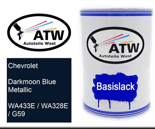 Chevrolet, Darkmoon Blue Metallic, WA433E / WA328E / G59: 500ml Lackdose, von ATW Autoteile West.